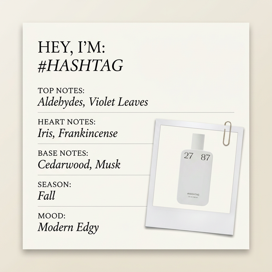 27 87 HASHTAG fragrance profile card