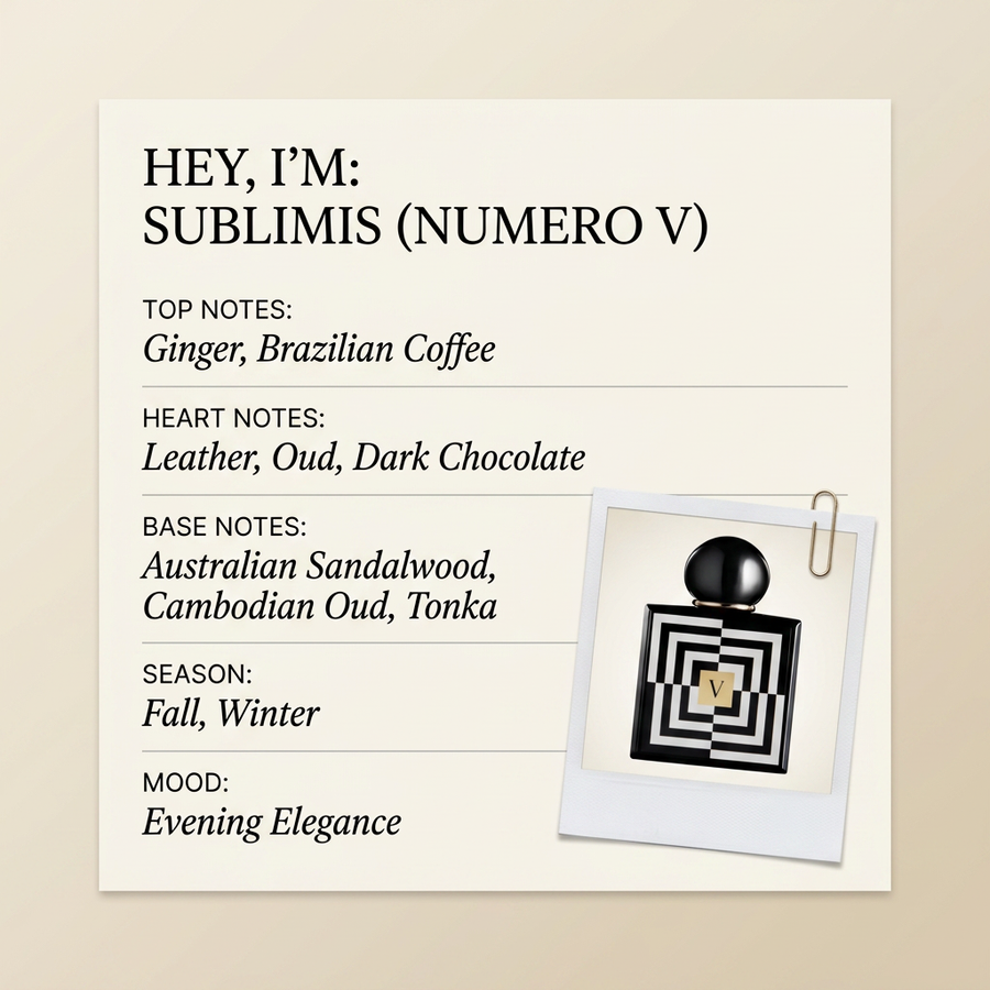 Adamo Parfum SUBLIMIS (NUMERO V) fragrance profile card