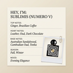 Adamo Parfum SUBLIMIS (NUMERO V) fragrance profile card