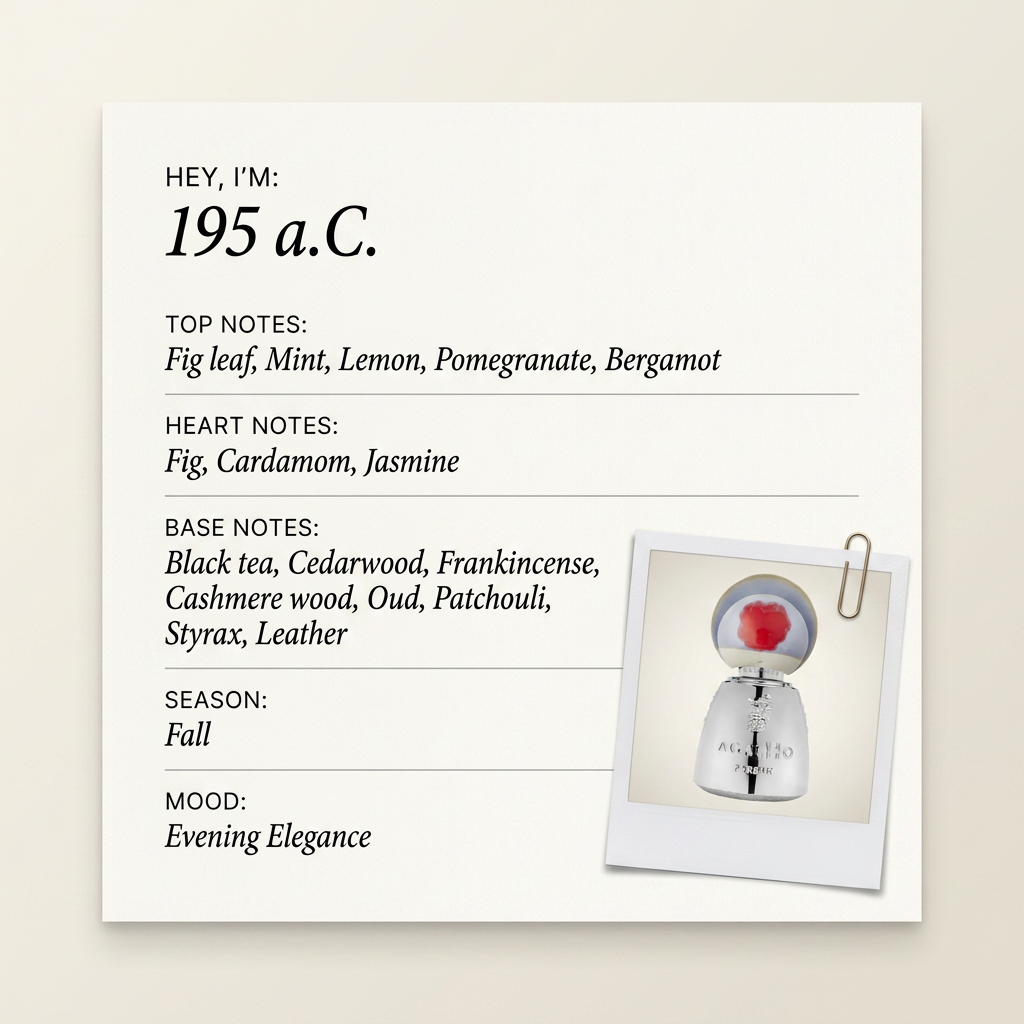 Agatho Parfum 195 a.C. fragrance profile card