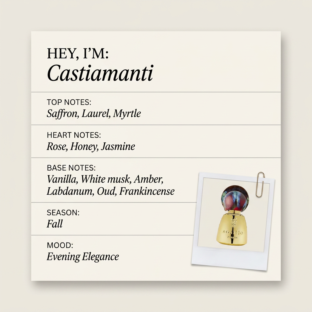 Agatho Parfum Castiamanti fragrance profile card