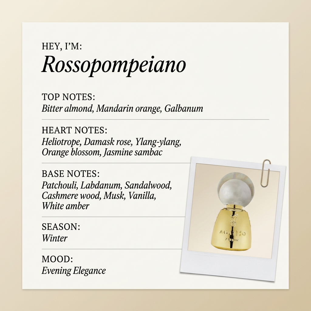 Agatho Parfum Rossopompeiano fragrance profile card
