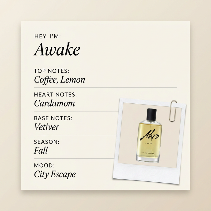 AKRO Fragrances Awake fragrance profile card