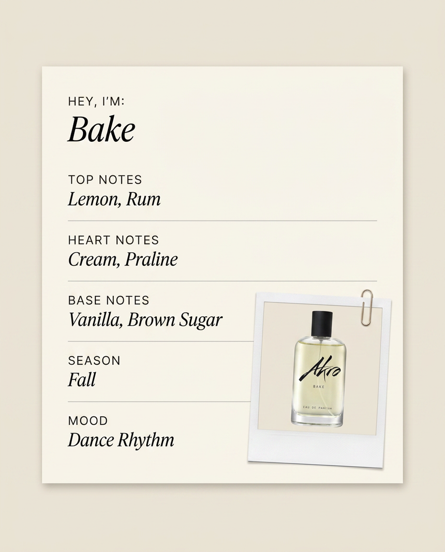 AKRO Fragrances Bake fragrance profile card