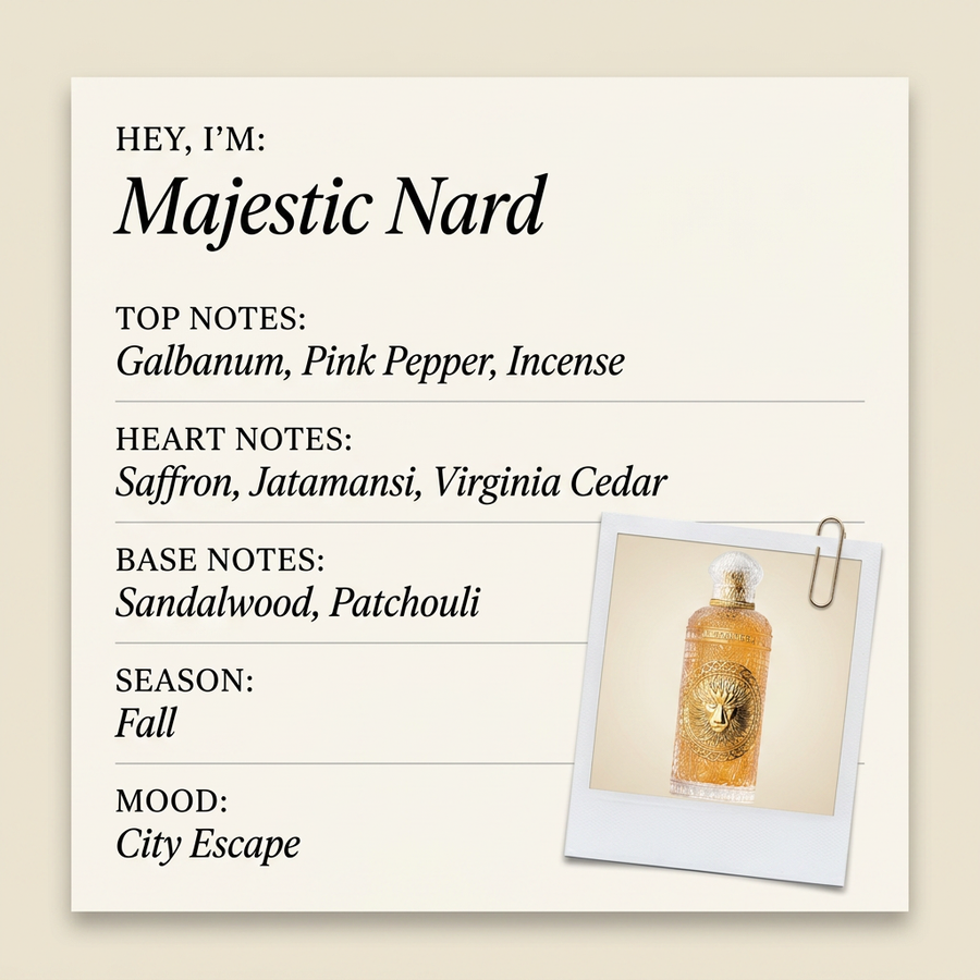 Alexandre.J Majestic Nard fragrance profile card