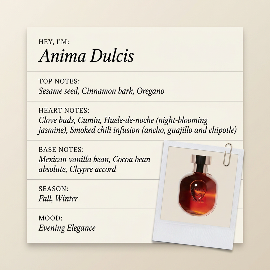 ARQUISTE Parfumeur Anima Dulcis fragrance profile card