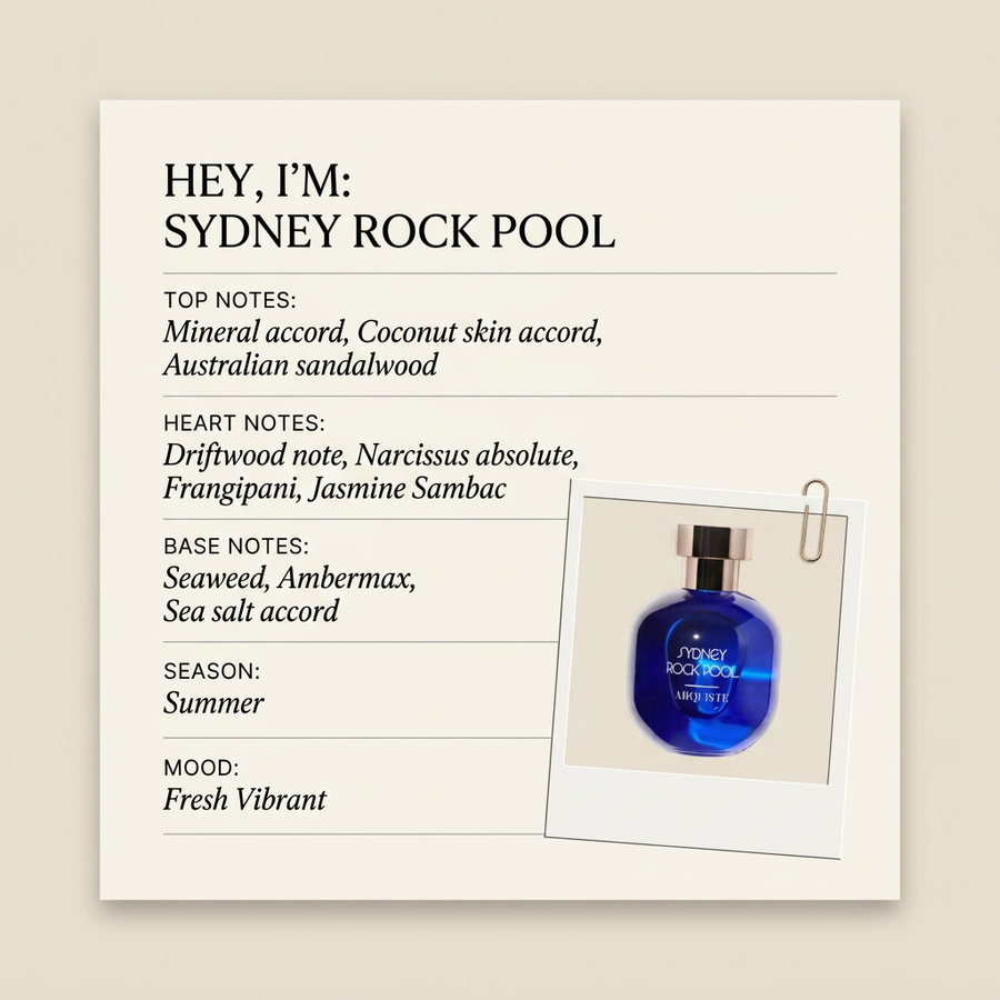 ARQUISTE Parfumeur SYDNEY ROCK POOL fragrance profile card