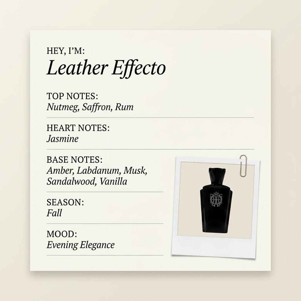 Attar al Has Leather Effecto fragrance profile card