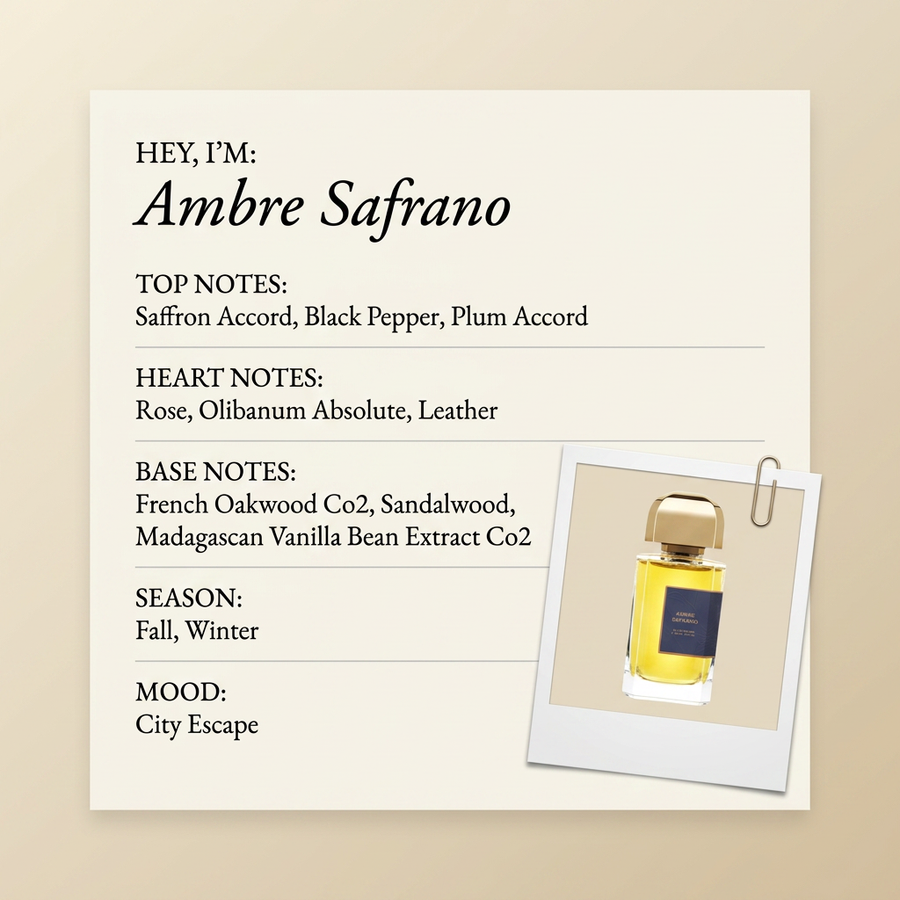 BDK Parfums Ambre Safrano fragrance profile card
