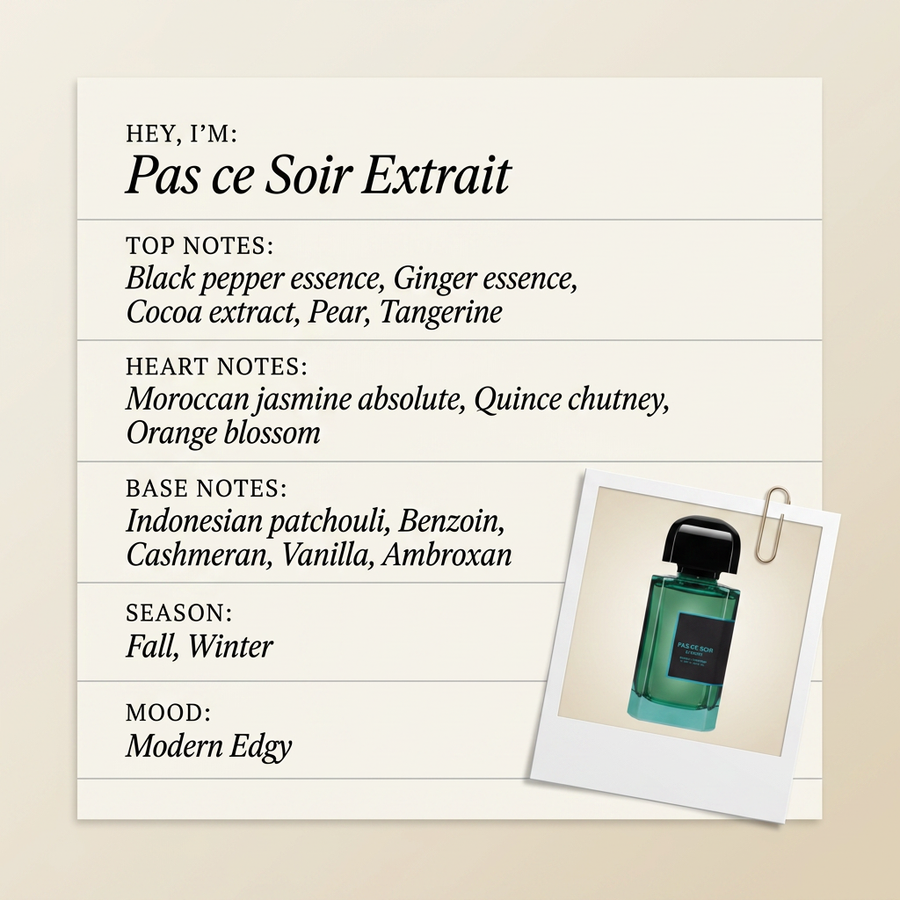 BDK Parfums Pas ce Soir Extrait fragrance profile card
