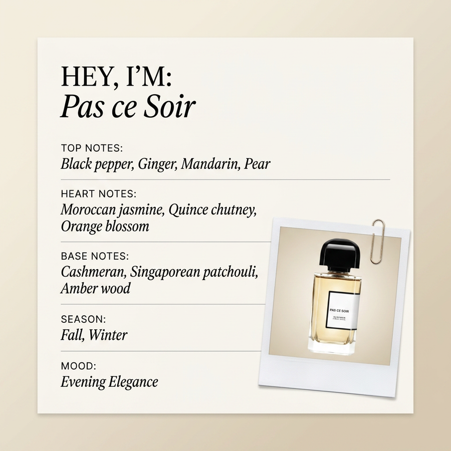 BDK Parfums Pas ce Soir fragrance profile card