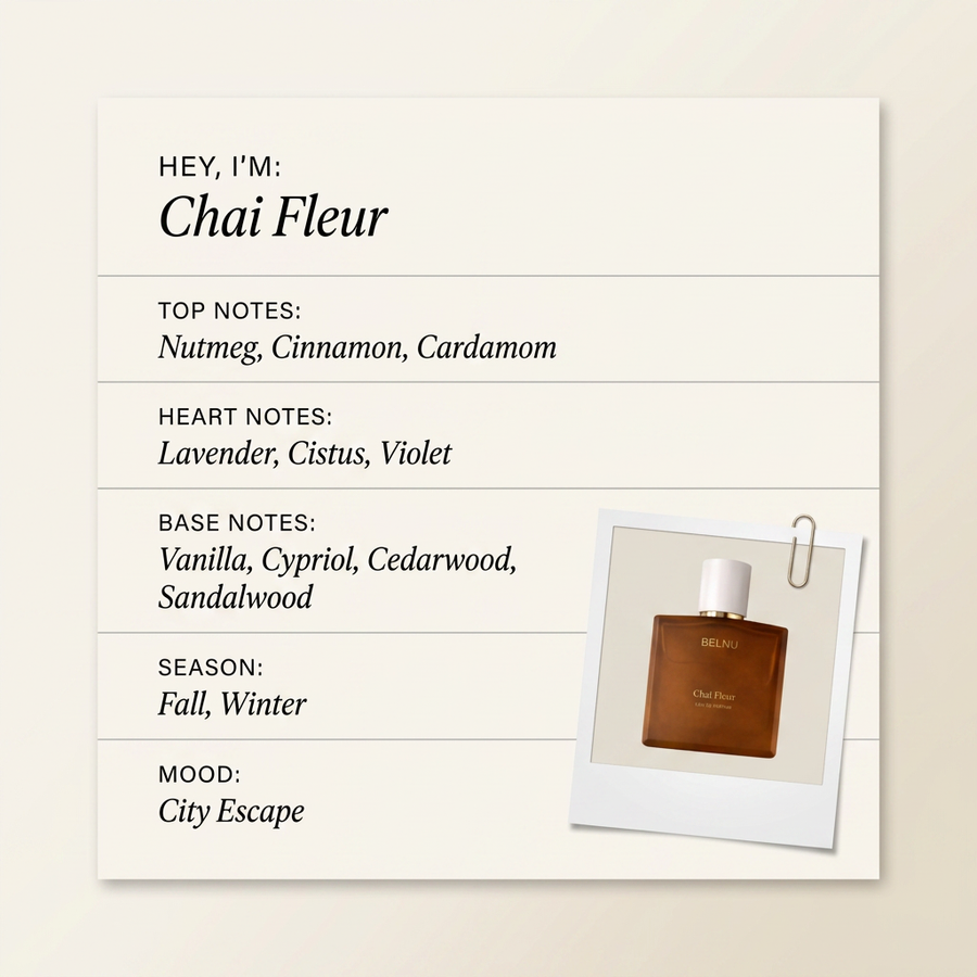 Belnu Chai Fleur fragrance profile card