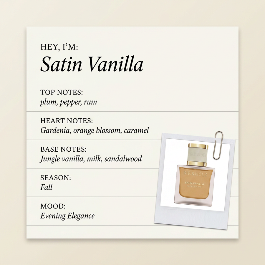 Birkholz Satin Vanilla fragrance profile card