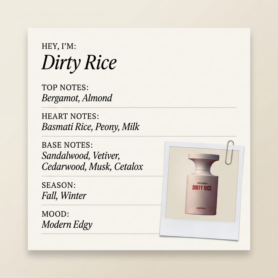Born to Stand Out Dirty Rice fragrance profile card