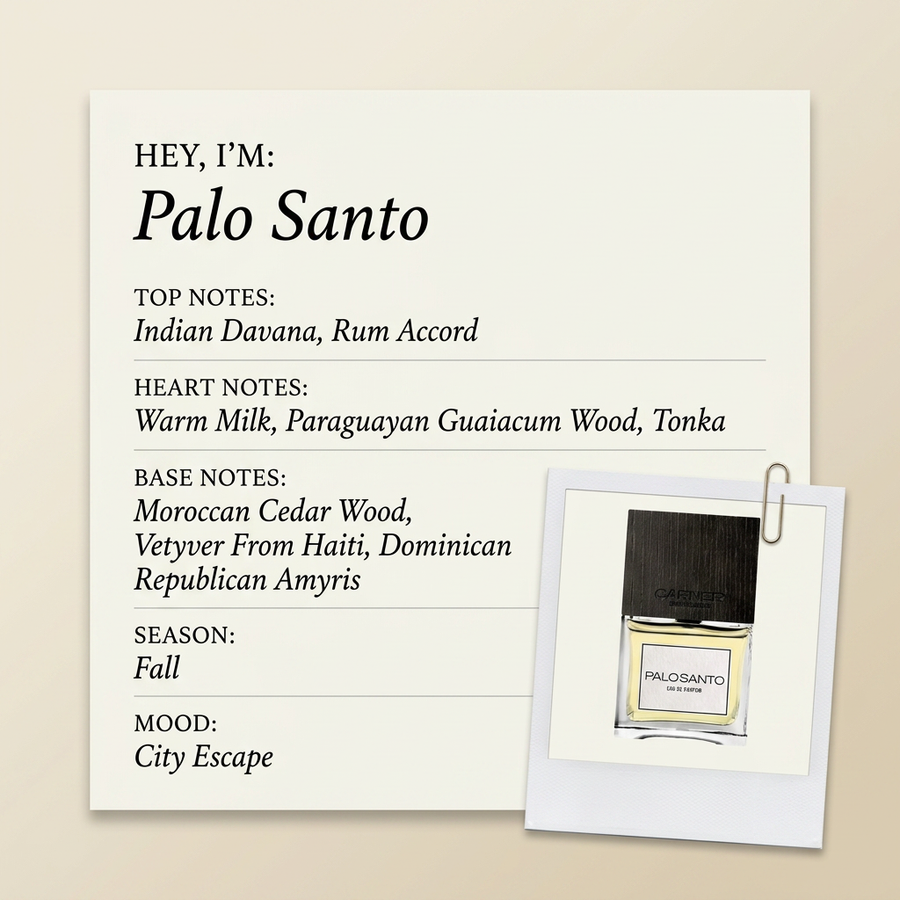 Carner Barcelona Palo Santo fragrance profile card