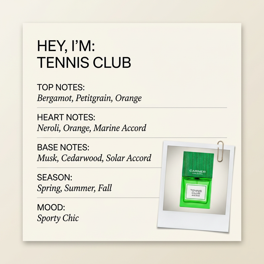Carner Barcelona TENNIS CLUB fragrance profile card