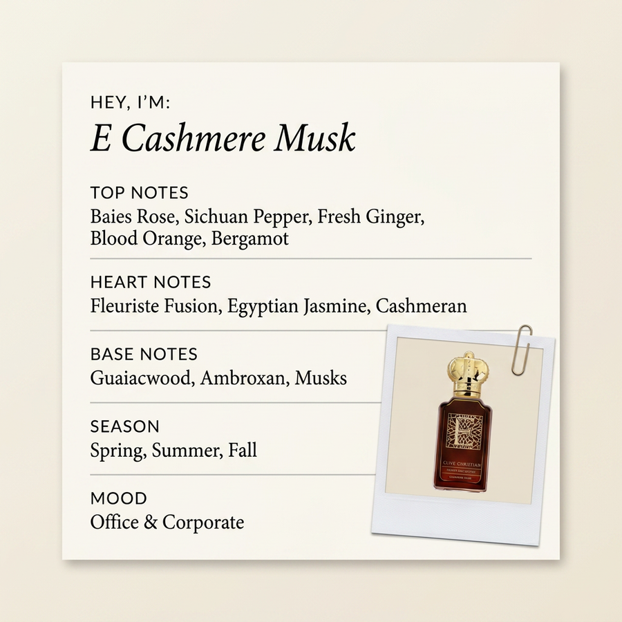Clive Christian E Cashmere Musk fragrance profile card