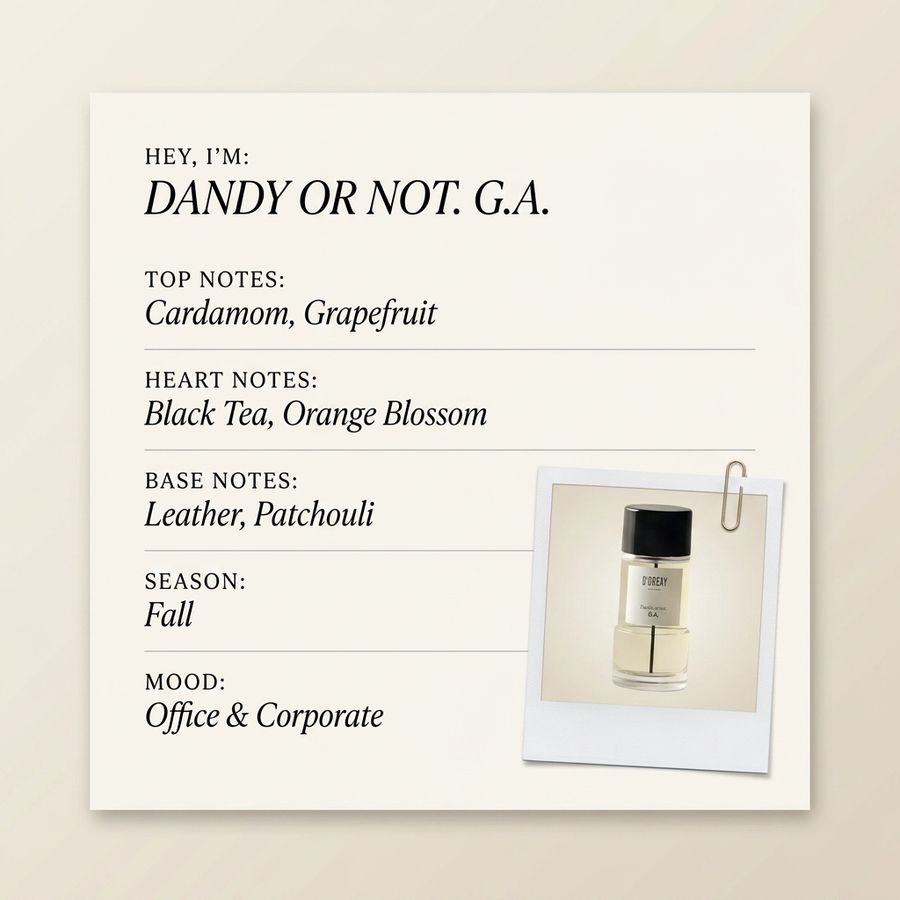 D'Orsay DANDY OR NOT. G.A. fragrance profile card