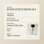 D'Orsay JE SUIS LE PLUS GRAND. M.A. fragrance profile card