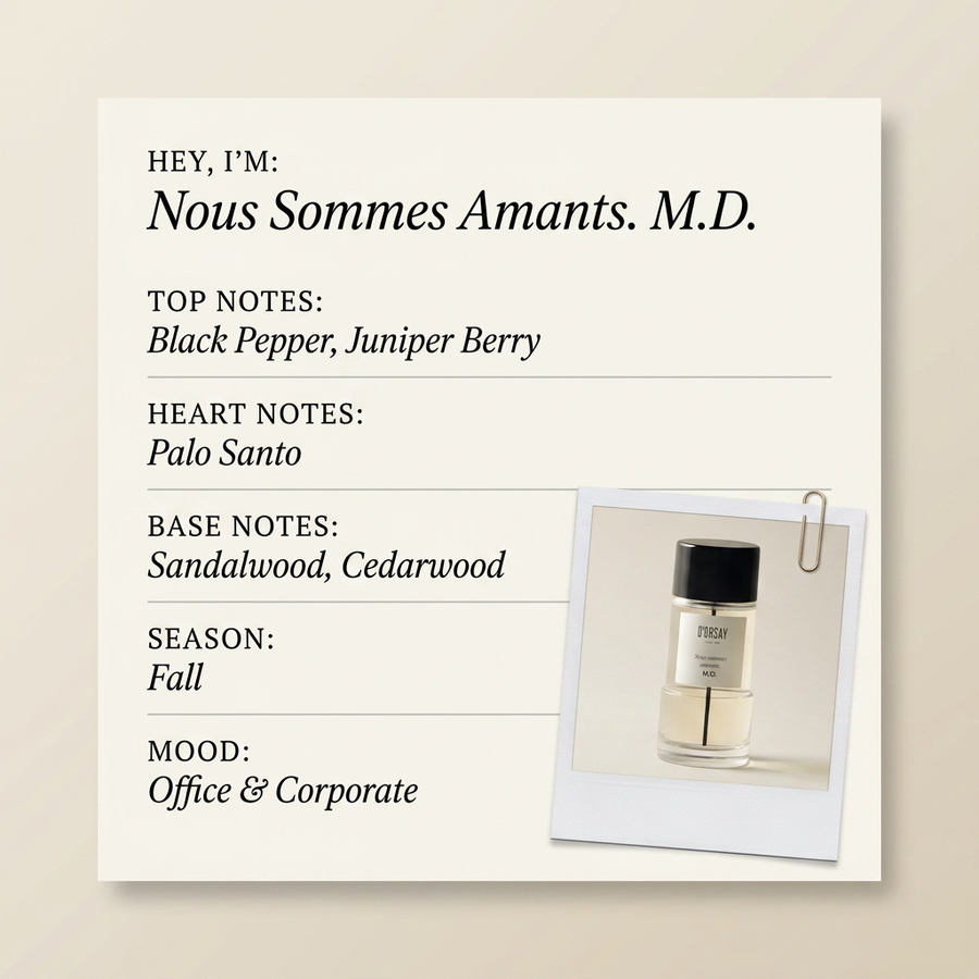 D'Orsay NOUS SOMMES AMANTS. M.D. fragrance profile card