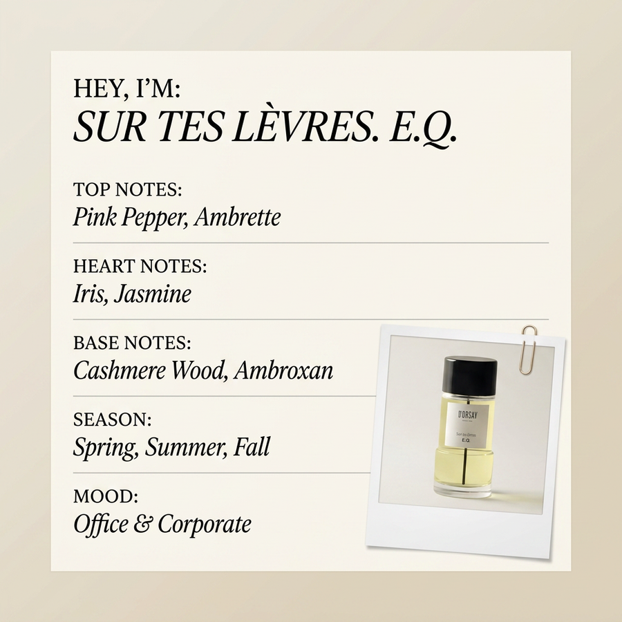 D'Orsay SUR TES LÈVRES. E.Q. fragrance profile card
