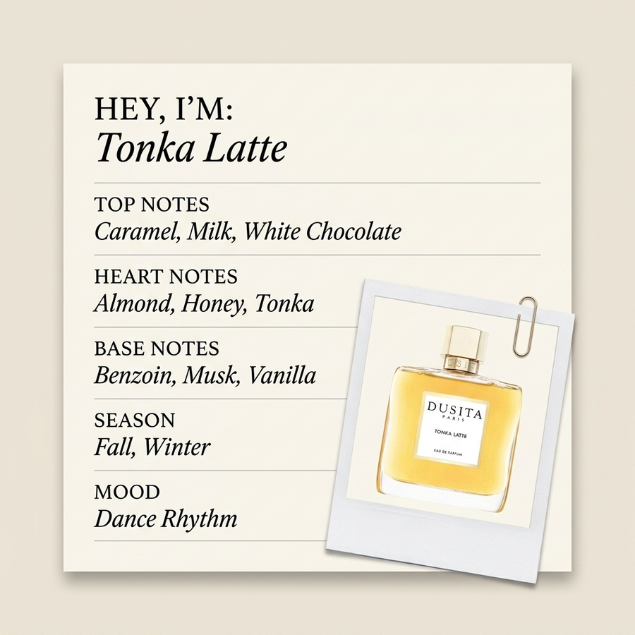 DUSITA PARIS Tonka Latte fragrance profile card