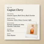 Electimuss London Caspian Cherry fragrance profile card