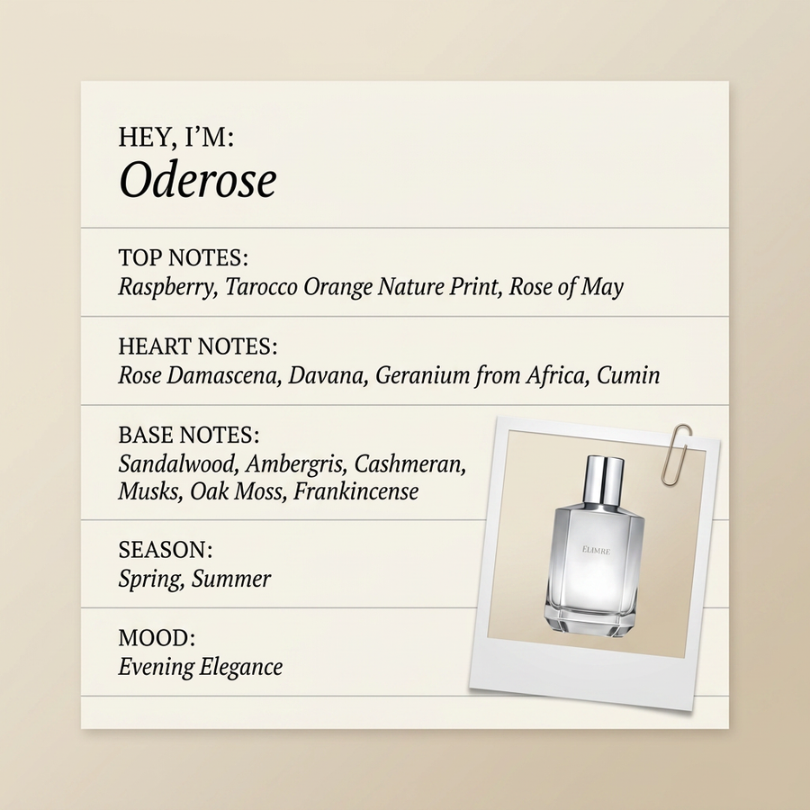 Elisire Oderose fragrance profile card