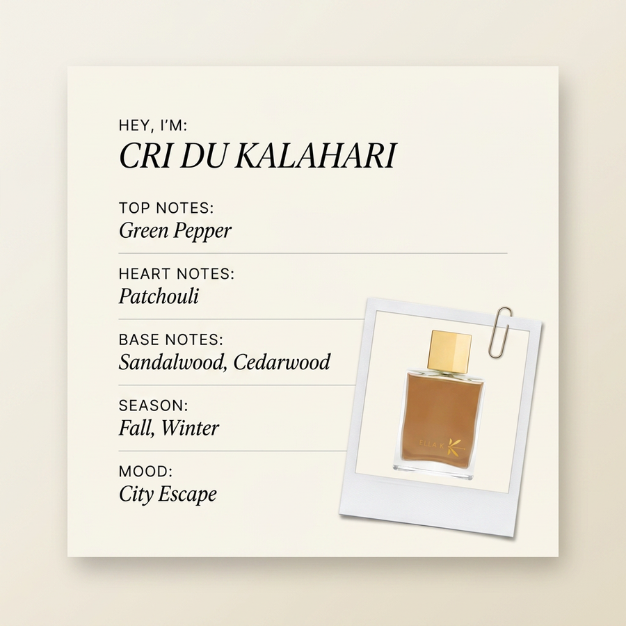 ELLA K Parfums CRI DU KALAHARI fragrance profile card
