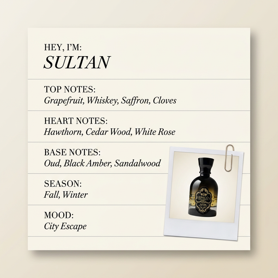 Epicò Parfum SULTAN fragrance profile card