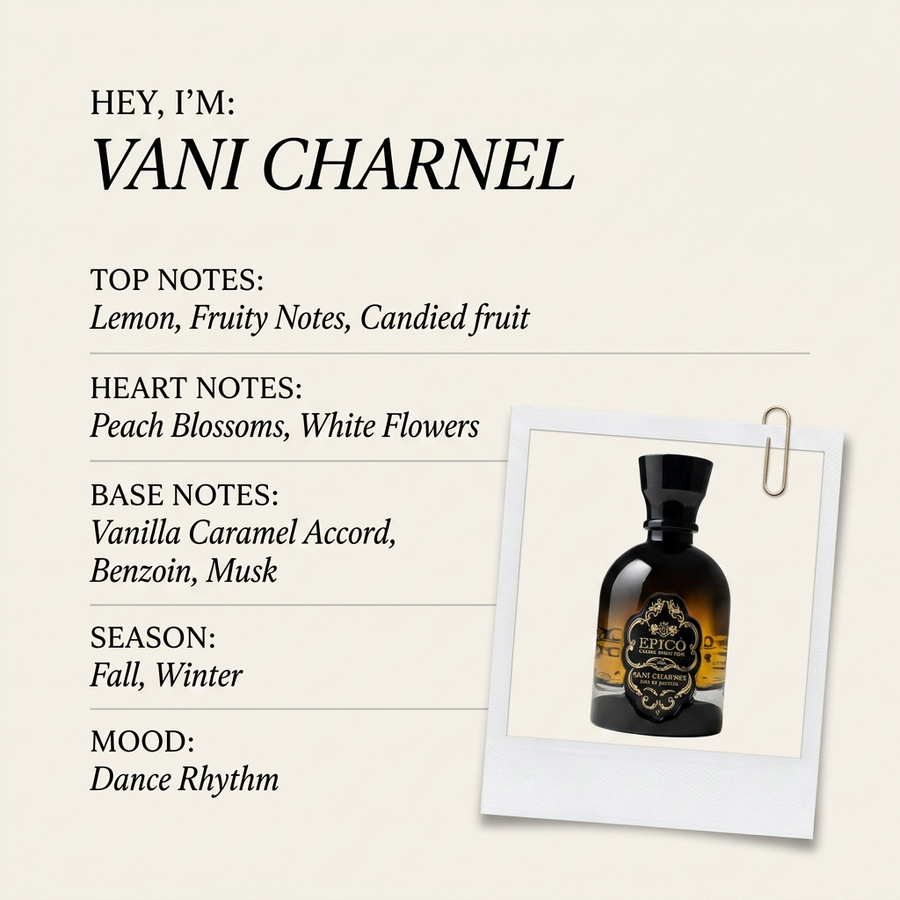 Epicò Parfum VANI CHARNEL fragrance profile card