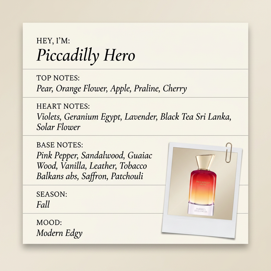 FABBRICA DELLA MUSA Piccadilly Hero fragrance profile card