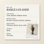 Filippo Sorcinelli Parfums BASILICA DI ASSISI fragrance profile card