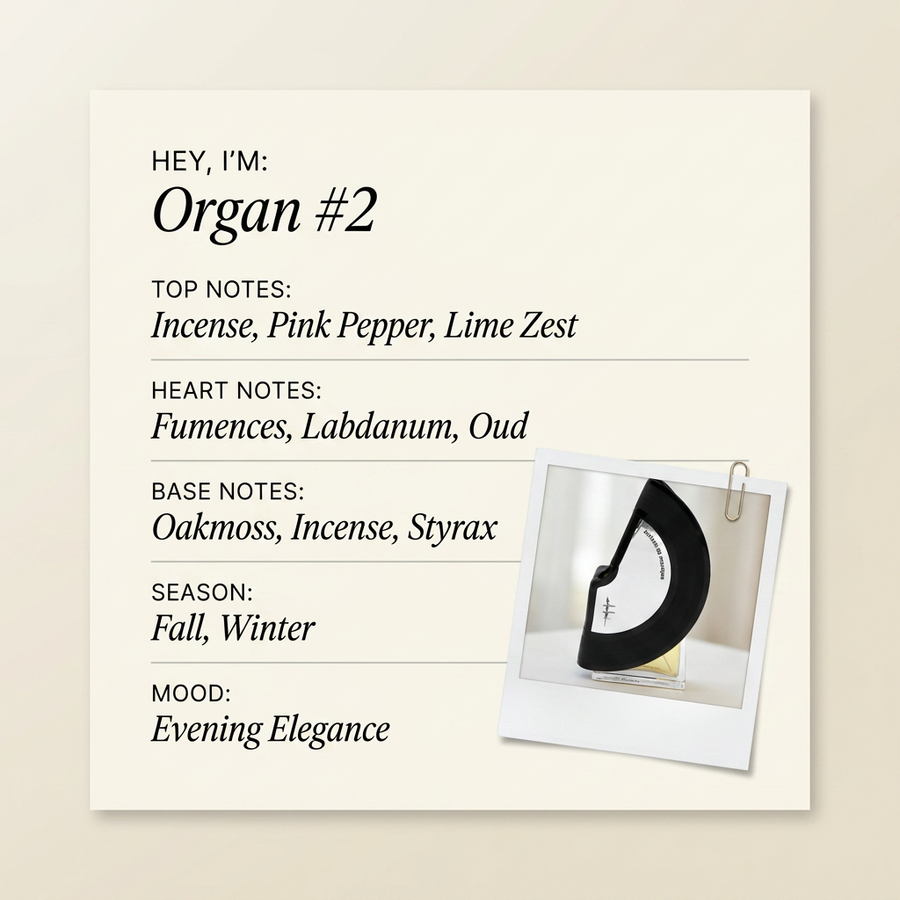 Filippo Sorcinelli Parfums Organ #2 fragrance profile card