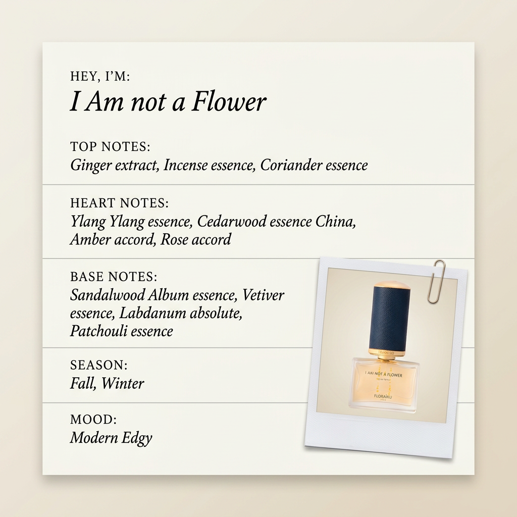 Floraïku Paris I Am not a Flower fragrance profile card