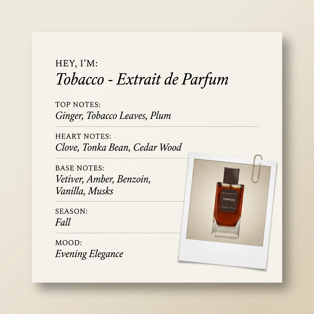Franck Boclet Tobacco - Extrait de Parfum fragrance profile card