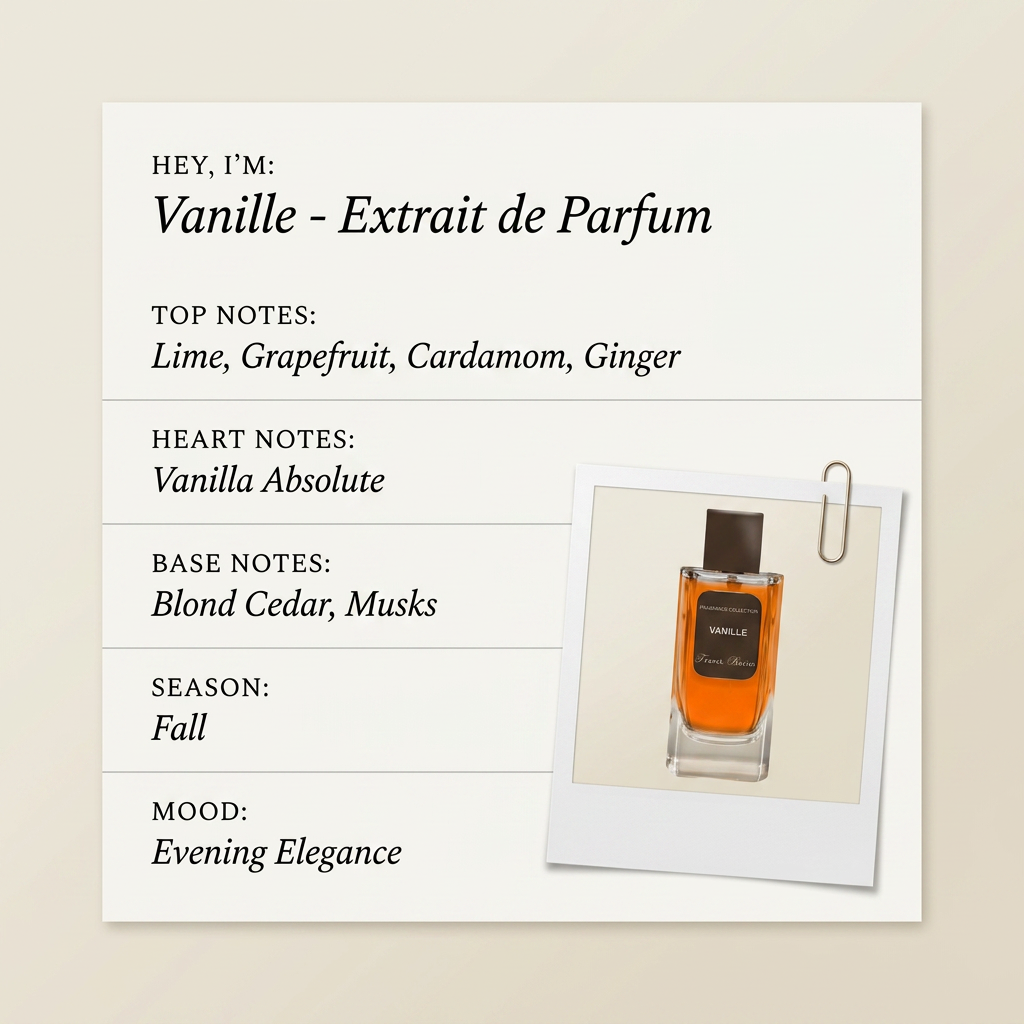 Franck Boclet Vanille - Extrait de Parfum fragrance profile card
