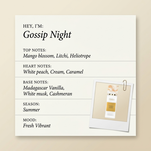 Gritti Gossip Night fragrance profile card