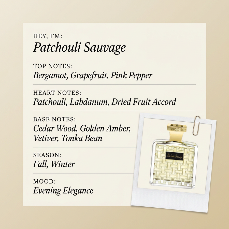 Houbigant Paris Patchouli Sauvage fragrance profile card