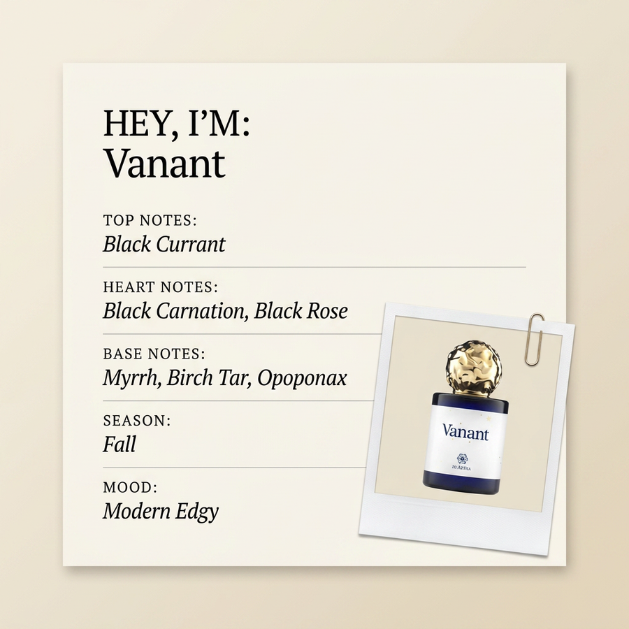 In Astra parfums Vanant fragrance profile card