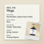 In Astra parfums Wega fragrance profile card