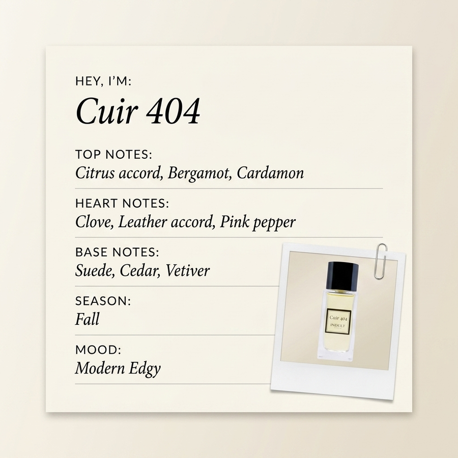 Indult Paris Cuir 404 fragrance profile card