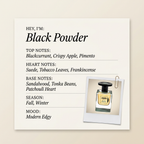 Jusbox Perfumes Black Powder fragrance profile card