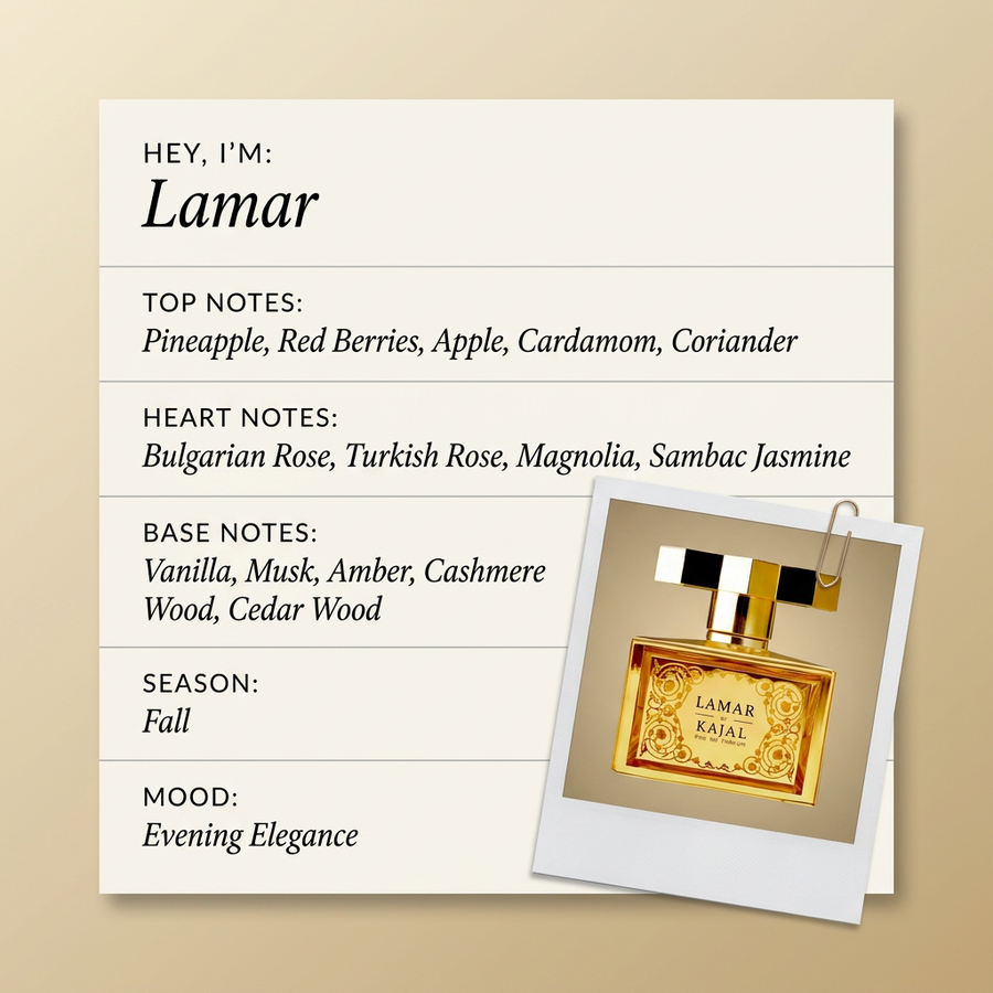 Kajal Parfums Lamar fragrance profile card