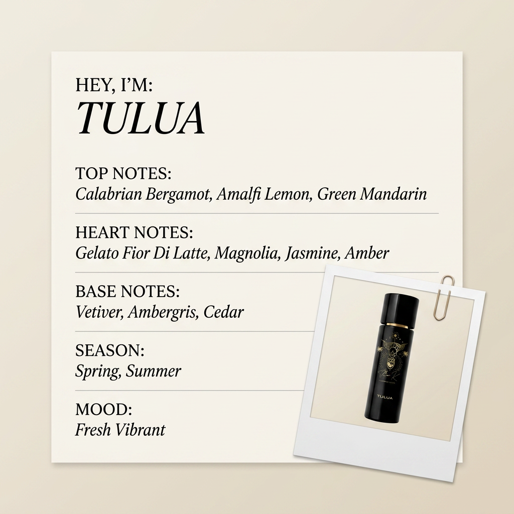 Kinetic Perfumes TULUA fragrance profile card