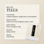 Kinetic Perfumes TULUA fragrance profile card