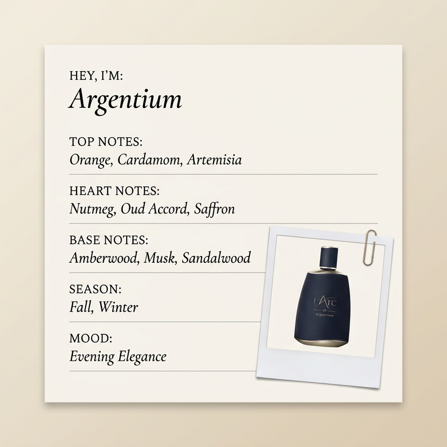 L'Arc Parfums Argentium fragrance profile card