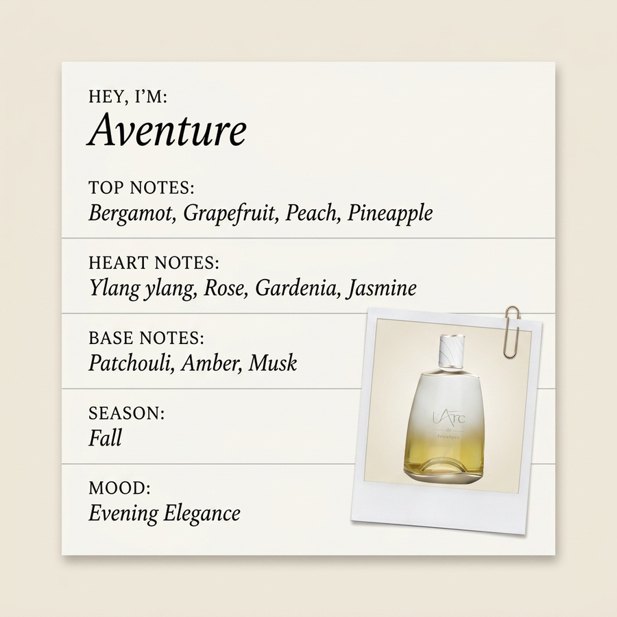 L'Arc Parfums Aventure fragrance profile card