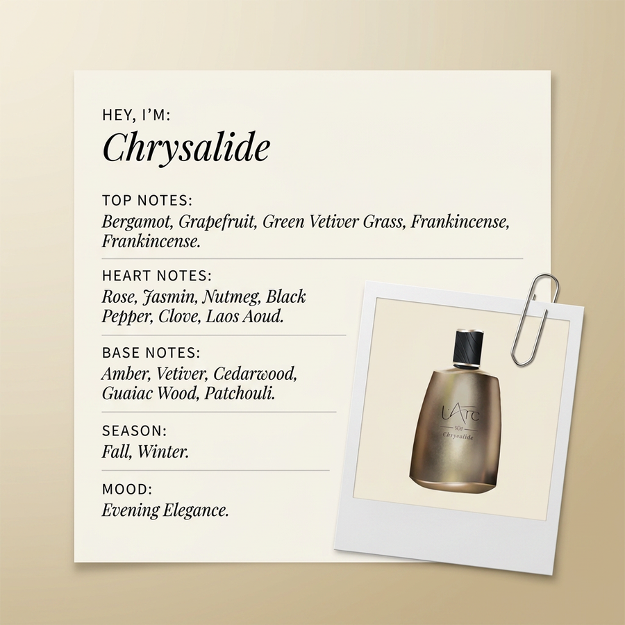 L'Arc Parfums Chrysalide fragrance profile card