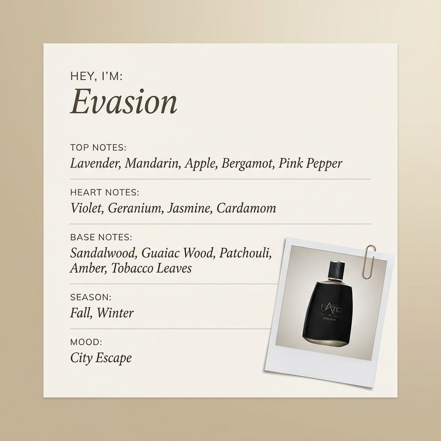 L'Arc Parfums Evasion fragrance profile card